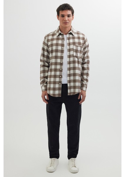 Erkek Slim Fit Dar Kesim Uzun Kollu Cepli Kareli Dama Desenli Kışlık Oduncu Gömlek fırsatları