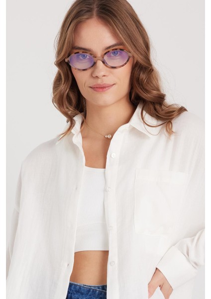 Kadın Oversize Geniş Kesim %100 Pamuk Müslin Kumaş Uzun Kollu Cepli Dokulu Ekru Gömlek fiyatları