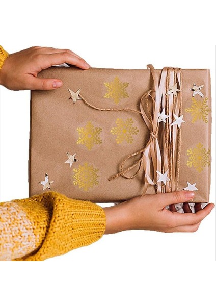 2500 Adet Altın Folyo Kar Tanesi Noel Çıkartma Rulo - Tatil Dekor Için Şeffaf Yuvarlak Yapışkanlı Etiketler (Yurt Dışından) fiyatları