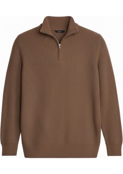 Erkek 3'lü Paket İndigo-Vizon-Lacivert Slim Fit Dar Kesim Fermuarlı Dik Yaka Triko Kazak modelleri