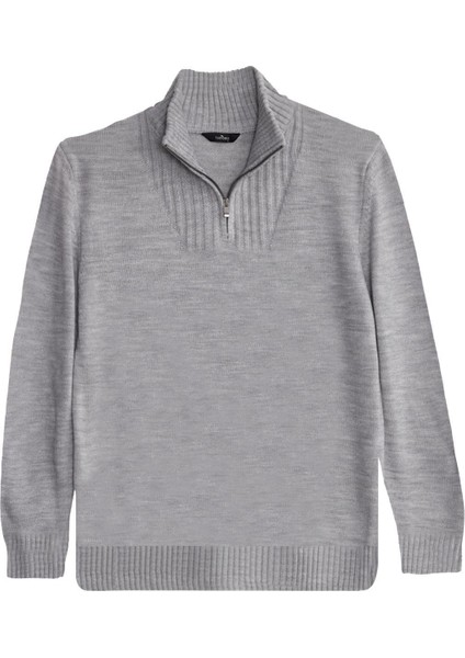 Erkek 3'lü Paket Taş-Açık Gri-Lacivert Slim Fit Dar Kesim Fermuarlı Dik Yaka Triko Kazak modelleri