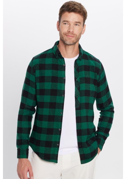 Erkek Slim Fit Dar Kesim Oduncu Düğmeli Yaka Kareli Kışlık Gömlek fiyatları
