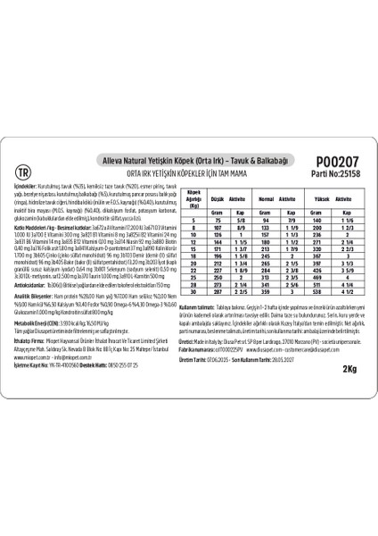 Natural Tavuklu & Balkabağı Düşük Tahıllı Orta Irk Yetişkin Köpek Maması 2 Kg indirimleri