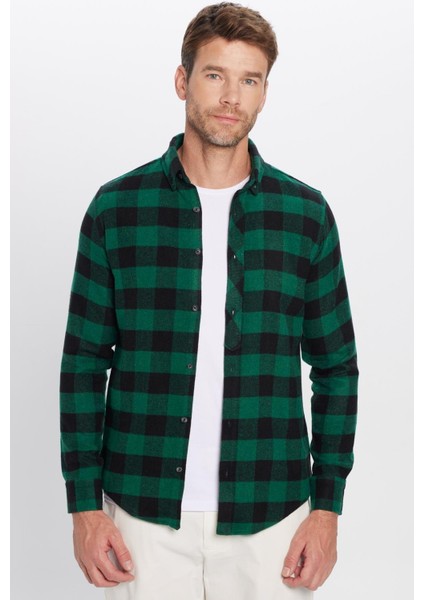 Erkek Slim Fit Dar Kesim Oduncu Düğmeli Yaka Kareli Kışlık Gömlek indirimleri