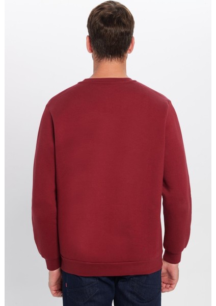 Unisex Relax Fit Rahat Kesim Pamuklu Yumuşak Dokulu İçi Polarlı Basic Bordo Bisiklet Yaka Sweatshirt indirimleri