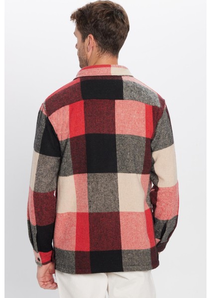 Erkek Relax Fit Rahat Kesim Tek Cepli Kareli Kışlık Oduncu Gömlek