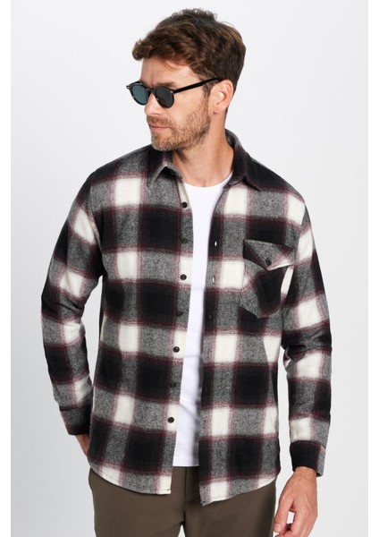 Erkek Regular Fit Klasik Kesim Oduncu Tek Cepli Kışlık Gömlek