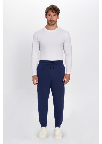 Unisex Relax Fit Rahat Kesim Şardonlu 3 Cepli Lastikli Jogger Paça Lacivert Eşofman Altı fırsatları