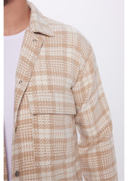 Erkek Relax Fit Rahat Kesim Çıtçıtlı Çift Cepli Kareli Kışlık Apaş Yaka Mont Gömlek fırsatları