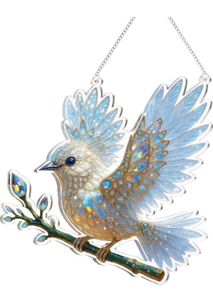 Noel Kırmızı Kuş Güneş Yakalayıcı Akrilik Kolye (Yurt Dışından)