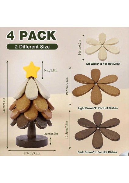 Sıcak Yemekler Için Ahşap Ağaç Nihaleleri Ağaç Şekli Nihale Güveç Tavaları Için 4&#39 Lü Set Kaseler Için Ahşap Altlıklar Çaydanlıklar Içecek (Yurt Dışından) modelleri