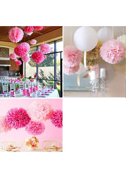 18 Adet Karışık Doku Kağıt Ponpon Pom Poms Çiçek Düğün Parti Dekorasyonu (Pembe) (Yurt Dışından) fırsatları
