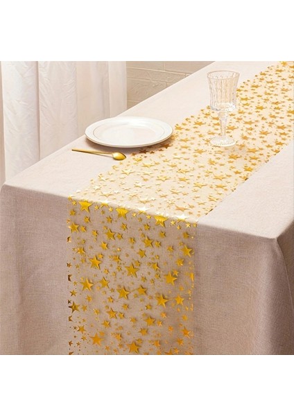 3 Rulo Bling Yıldız Masa Runner 11X108&QUOT Payet Glitter Folyo Metalik Ince Örgü Masa Runner (Yurt Dışından) fiyatları