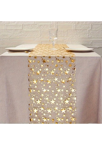 3 Rulo Bling Yıldız Masa Runner 11X108&QUOT Payet Glitter Folyo Metalik Ince Örgü Masa Runner (Yurt Dışından) modelleri