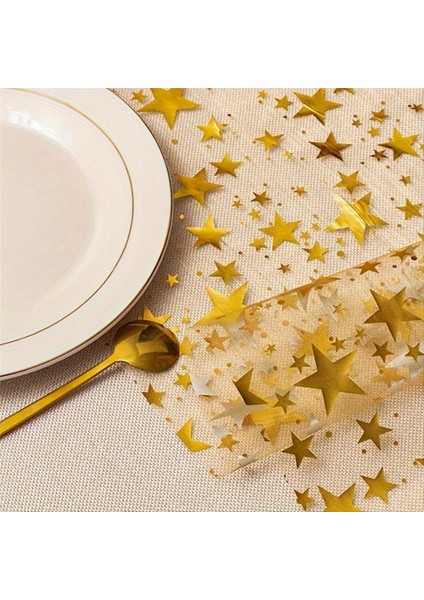 3 Rulo Bling Yıldız Masa Runner 11X108&QUOT Payet Glitter Folyo Metalik Ince Örgü Masa Runner (Yurt Dışından) fırsatları