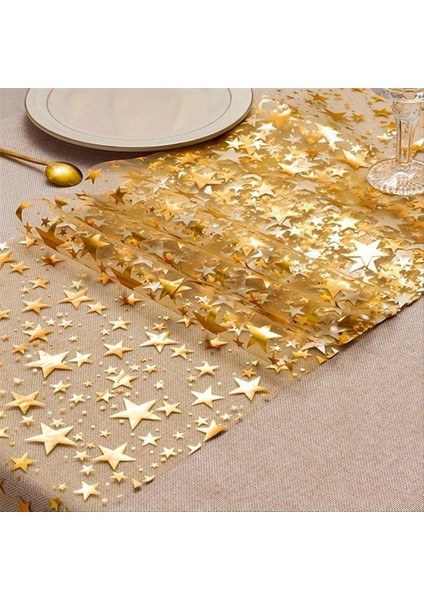 3 Rulo Bling Yıldız Masa Runner 11X108&QUOT Payet Glitter Folyo Metalik Ince Örgü Masa Runner (Yurt Dışından) indirimleri