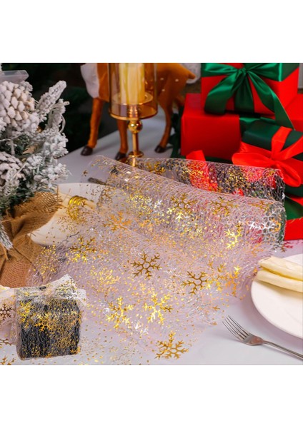 2 Rolls Noel Kar Tanesi Masa Koşucu 11 &quot x 108&QUOT Payet Glitter Masa Koşucu Parti Doğum Günleri Düğünler Için Altın (Yurt Dışından) fırsatları
