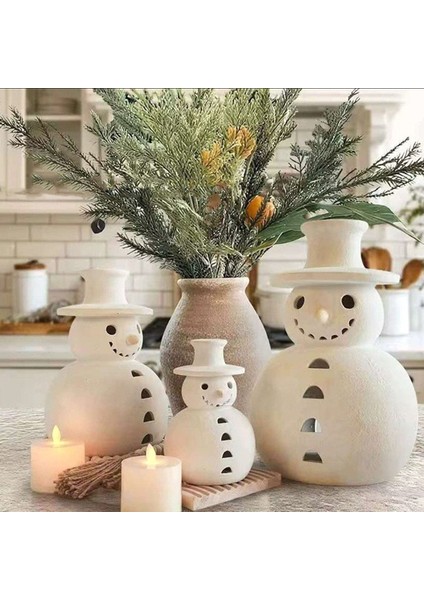 Noel Süslemeleri - El Yapımı Kardan Adam Figürleri - 1 Paket Beyaz Kış Dekoru Tatil Rustik Ev Için Benzersiz Dekor A (Yurt Dışından) indirimleri