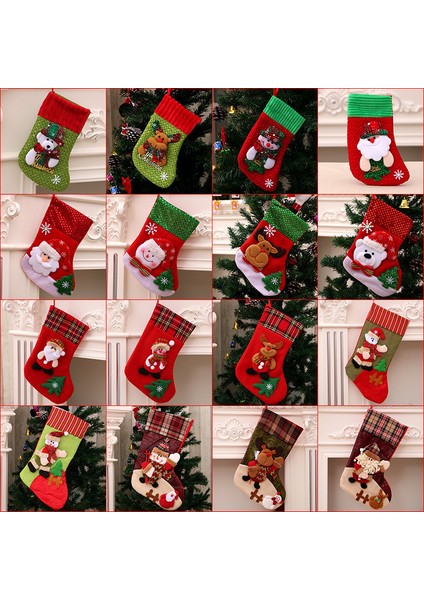 Yeni Noel Süsleri Karikatür Noel Çorapları Üç Boyutlu Çorap Dekoratif Çorap Kolye (Yurt Dışından) fırsatları