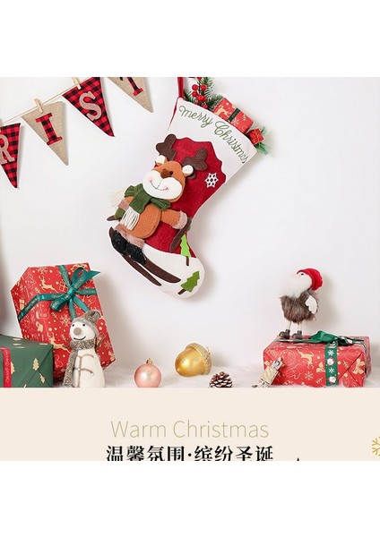 Yeni Noel Süsleri Karikatür Noel Çorapları Üç Boyutlu Çorap Dekoratif Çorap Kolye (Yurt Dışından) fiyatları