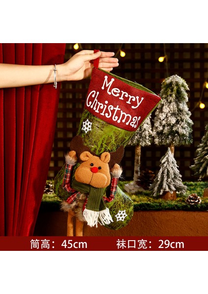 Yaratıcı Noel Çorapları Noel Ağacı Dekorasyonu Asılı Dekorasyon Yaşlı Adam Kardan Adam Moose Çorapları (Yurt Dışından)