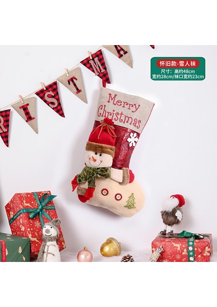 Yaratıcı Noel Çorapları Noel Ağacı Dekorasyonu Asılı Dekorasyon Yaşlı Adam Kardan Adam Moose Çorapları (Yurt Dışından)