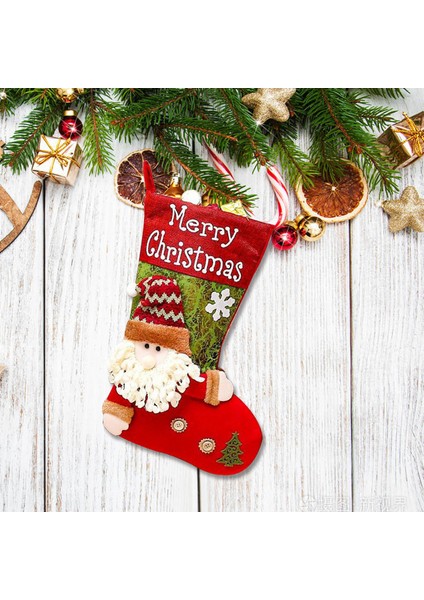 Yeni Noel Süsleri Karikatür Noel Çorapları Üç Boyutlu Çorap Dekoratif Çorap Askıları (Yurt Dışından)