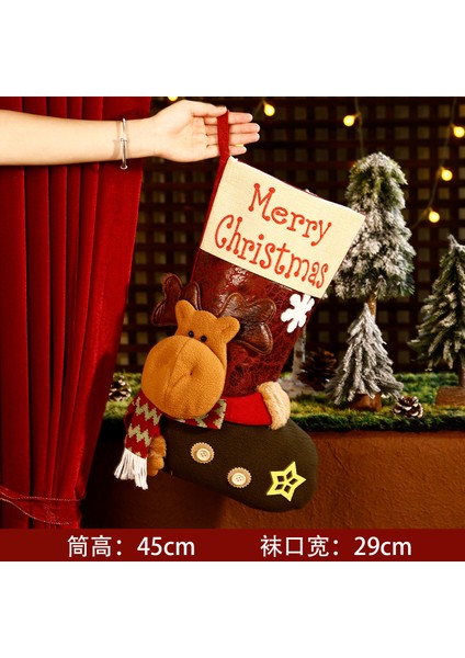 Yaratıcı Noel Çorapları Noel Ağacı Dekorasyonu Asılı Dekorasyon Yaşlı Adam Kardan Adam Moose Çorapları (Yurt Dışından)