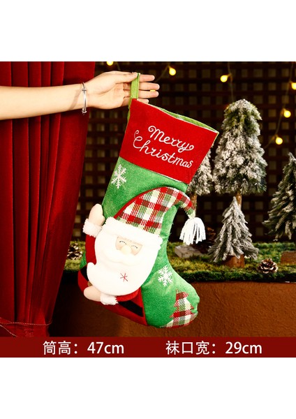 Yaratıcı Noel Çorapları Noel Ağacı Dekorasyonu Asılı Dekorasyon Yaşlı Adam Kardan Adam Moose Çorapları (Yurt Dışından)