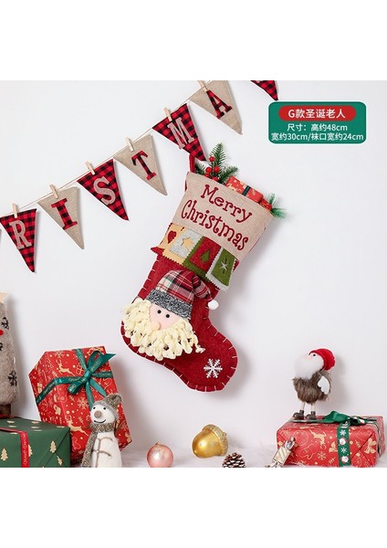 Yeni Noel Süsleri Karikatür Noel Çorapları Üç Boyutlu Çorap Dekoratif Çorap Kolye (Yurt Dışından)