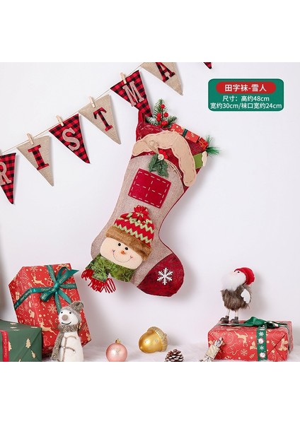 Yeni Noel Süsleri Karikatür Noel Çorapları Üç Boyutlu Çorap Dekoratif Çorap Askıları (Yurt Dışından)