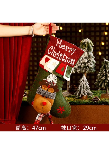 Yaratıcı Noel Çorapları Noel Ağacı Dekorasyonu Asılı Dekorasyon Yaşlı Adam Kardan Adam Moose Çorapları (Yurt Dışından)