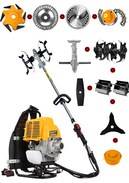 Pro-X 9800 9.8 Hp Sırt Tipi Benzinli Çalı Çim Biçme Tırpanı + Akrobat Çapa Aparatı