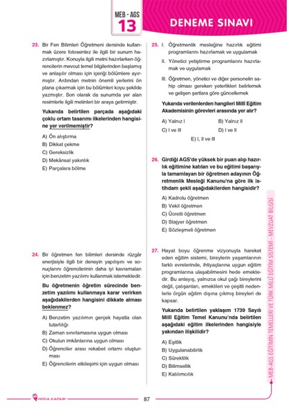 2026 Meb-Ags 15 Deneme - Eğitimin Temelleri ve Türk Millî Eğitim Sistemi & Mevzuat Bilgisi fiyatları