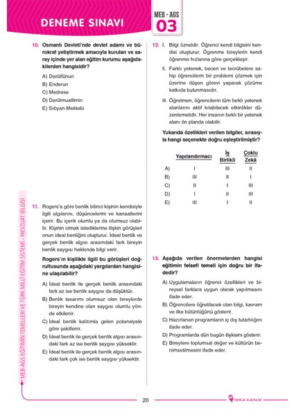 2026 Meb-Ags 15 Deneme - Eğitimin Temelleri ve Türk Millî Eğitim Sistemi & Mevzuat Bilgisi modelleri
