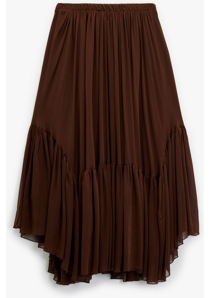 Fırfırlı Katlı Asimetrik Uzun Şifon Etek fiyatları