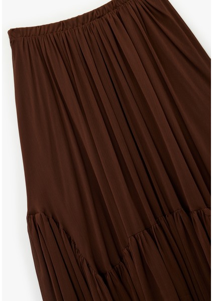 Fırfırlı Katlı Asimetrik Uzun Şifon Etek modelleri