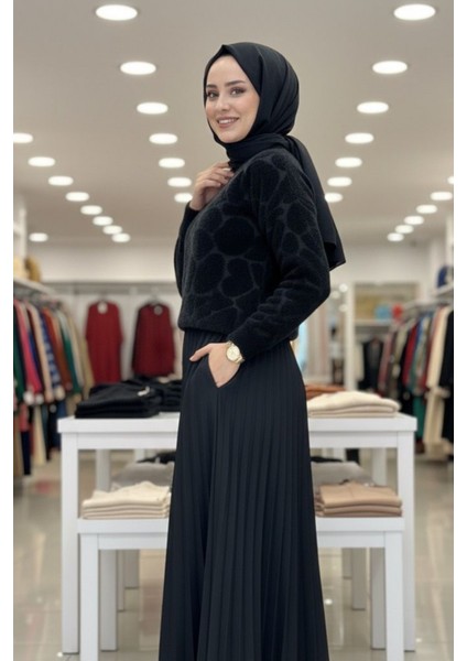 Cozy Dokulu Tesettür Kazak- Siyah Standart (36-38-40 Uyumlu) modelleri