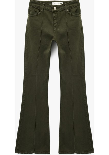 Dar Kesim Nervürlü Ispanyol Paça Jean Pantolon - Flare Jeans