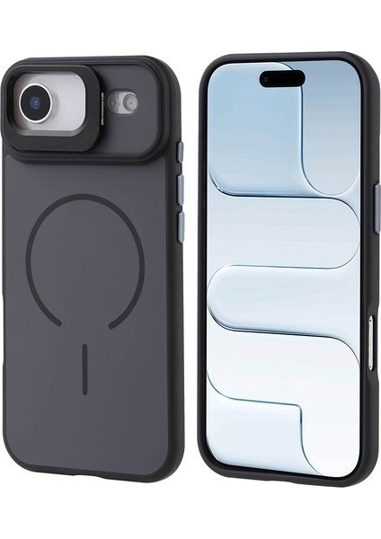 Apple iPhone 17 Air Kılıf M-safe Şarj Özellikli Kamera Standlı Notron Kapak Siyah