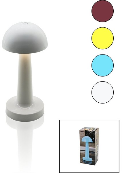 Oval - Plastik Mantar Masa Lambası Donmantik - Renkli Type-C Şarjlı 3 Fonksiyonlu 3W - 24LED - AV-330 (5332)