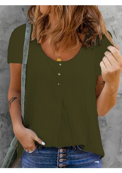Düğme Detaylı Kadın Bluz