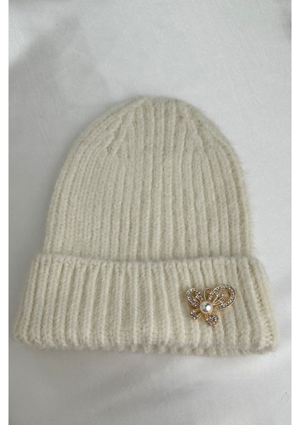 Broş Detay Çizgi Desen Katlamalı Şapka Bere fiyatları