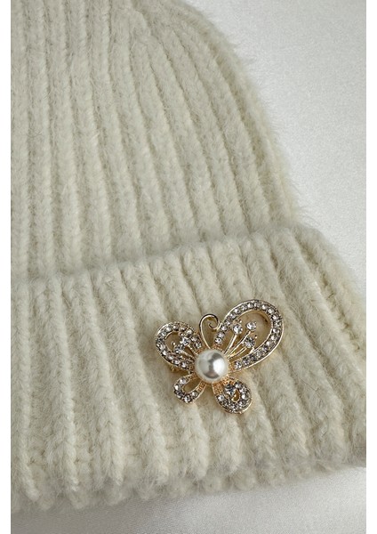 Broş Detay Çizgi Desen Katlamalı Şapka Bere modelleri