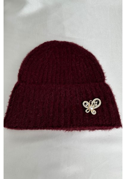 Broş Detay Çizgi Desen Katlamalı Şapka Bere fiyatları