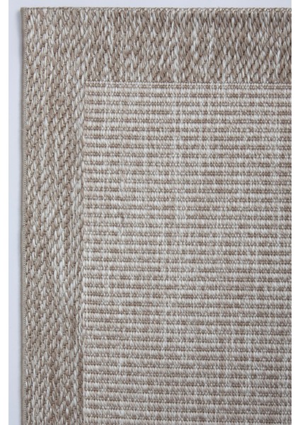 Enti Nova 2003 Bej Mutfak Halısı Yıkanabilir Sisal Görünümlü Mutfak Kilimi Çerçeveli Kaymaz Yolluk