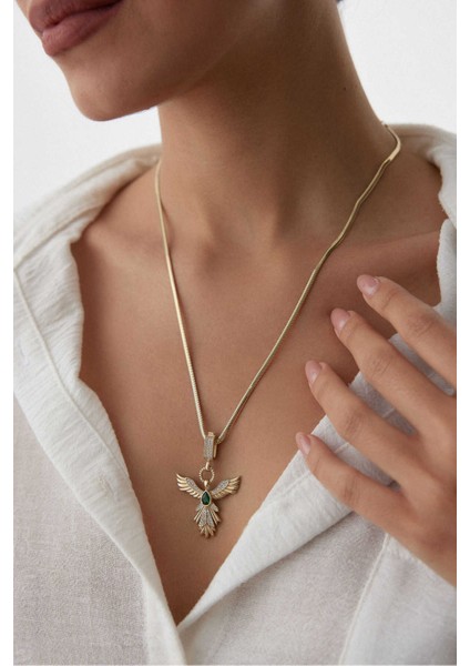 14 Ayar Altın Anka Kuşu Charm Kolye modelleri