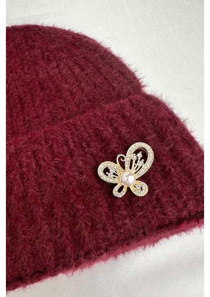 Broş Detay Çizgi Desen Katlamalı Şapka Bere modelleri