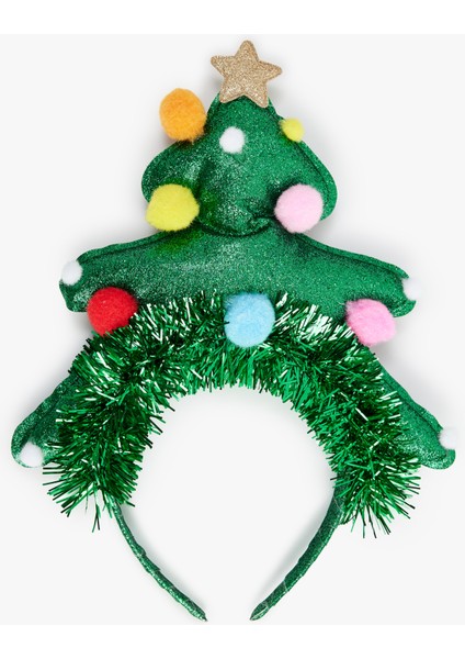 Simli Çam Ağacı Aplikeli Yılbaşı Tacı