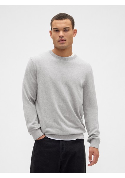 Erkek Gri Bisiklet Yaka Kazak